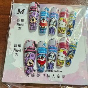 Cartoon Character Press On‎ Nails M Hello Kitty Donald, Minnie, Dora